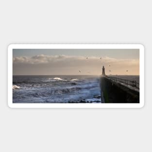 Stormy weather at Tynemouth Pier - Panorama Sticker